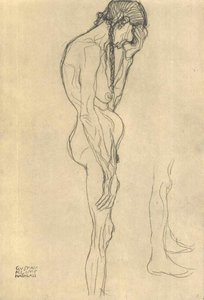 Soldaki profilde duran yaşlı kadın by Gustav Klimt